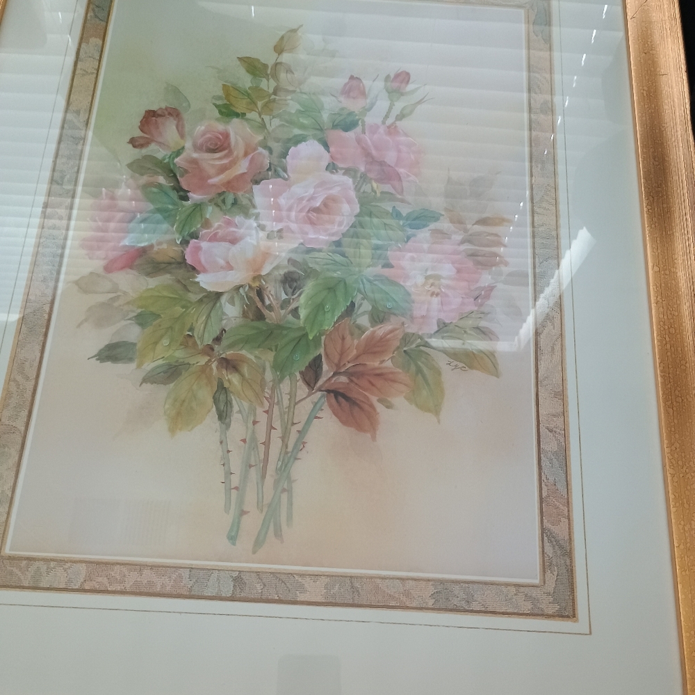 Floral Art Print with Gold Frame